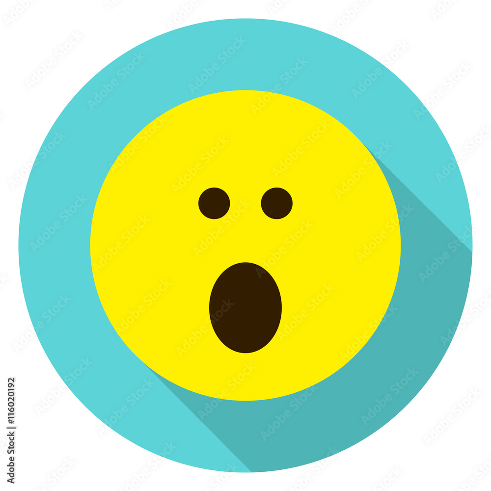 Emoticon surprised face. Surprised emoji. Isolated vector illustration on white background. Emoji longshadow icon. Emoticon surprised face. Surprised emoji. Isolated vector illustration on white background. Emoji longshadow icon.