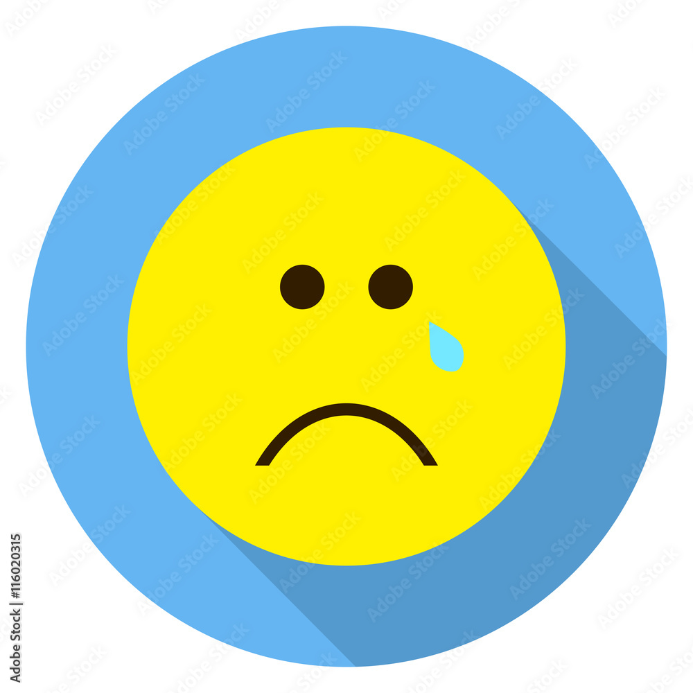 Emoticon cry face. Cry emoji. Isolated vector illustration on white background. Emoji longshadow icon. Emoticon cry face. Cry emoji. Isolated vector illustration on white background. Emoji longshadow icon.