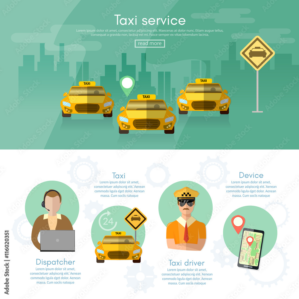 Naklejka premium Taxi service dispatcher transport driver car
