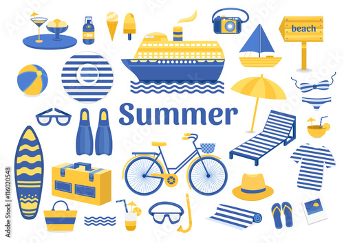 Set of vector summer