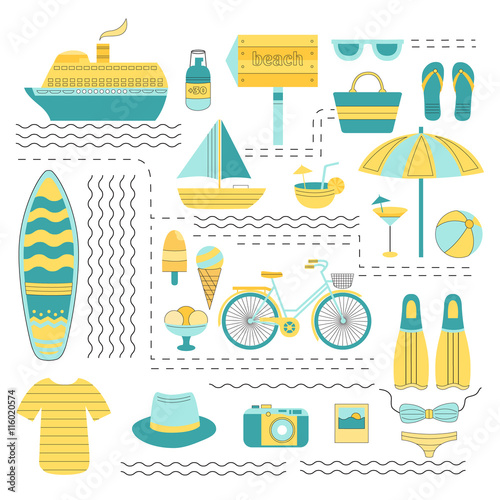 Set of vector summer