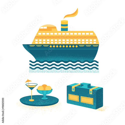 Set of vector summer with texture