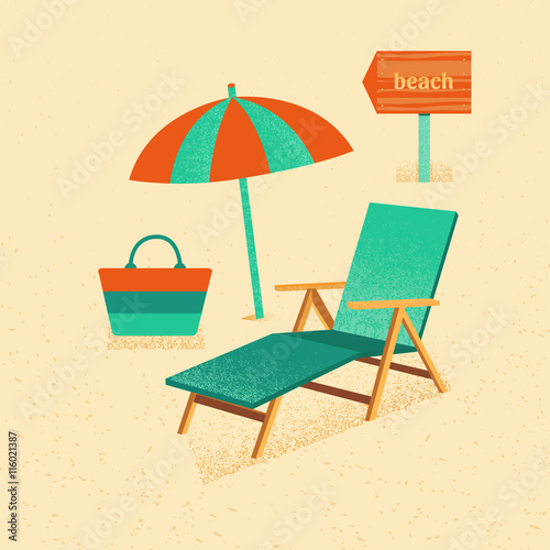 Set of vector summer with texture