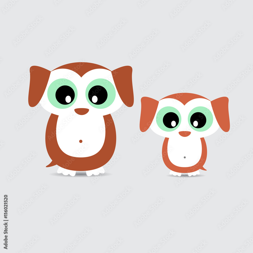 Cute dogs family Mother dog and Child puppy Illustration standing at clear background Cute dogs family Mother dog and Child puppy Illustration standing at clear background