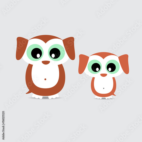 Cute dogs family Mother dog and Child puppy Illustration standing at clear background