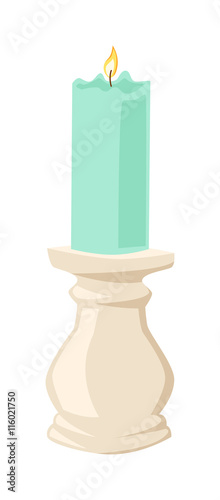 Burning candle flat illustration