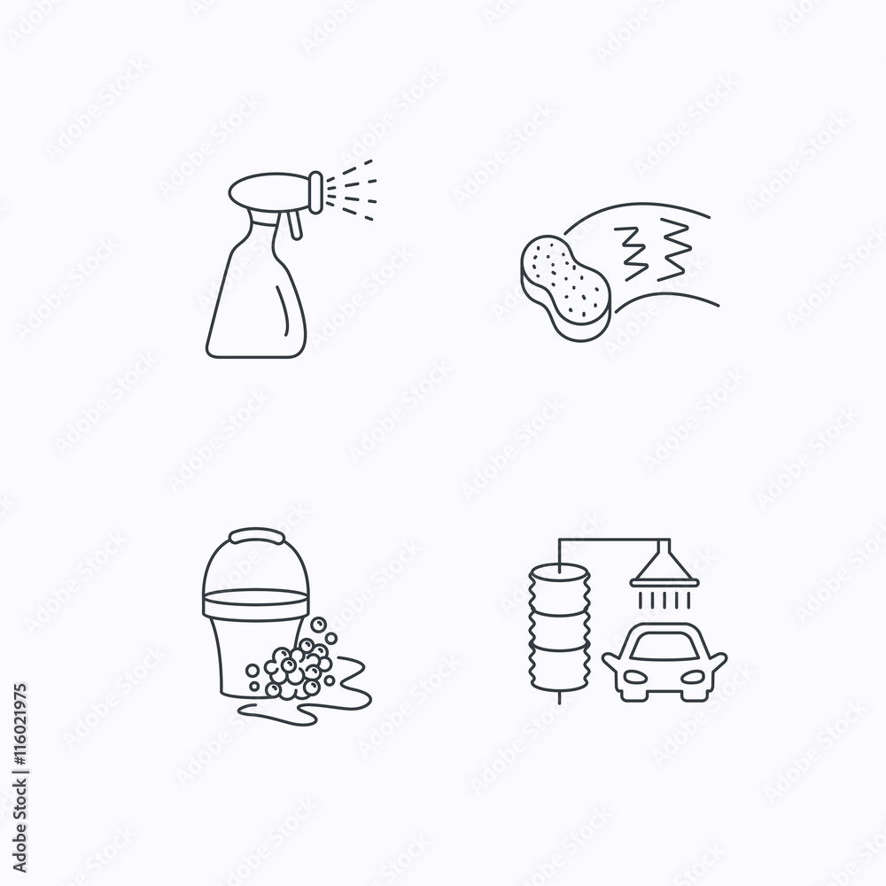 Fototapeta premium Car wash icons. Cleaning station linear signs.
