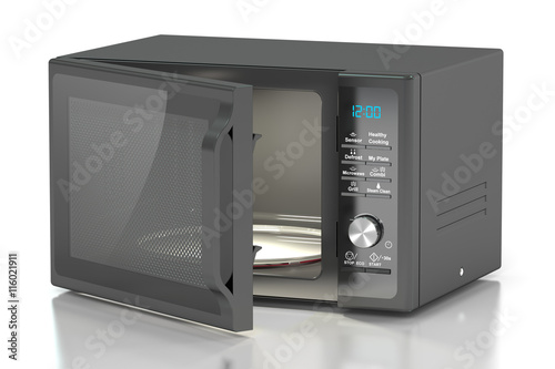 black microwave oven, 3D rendering