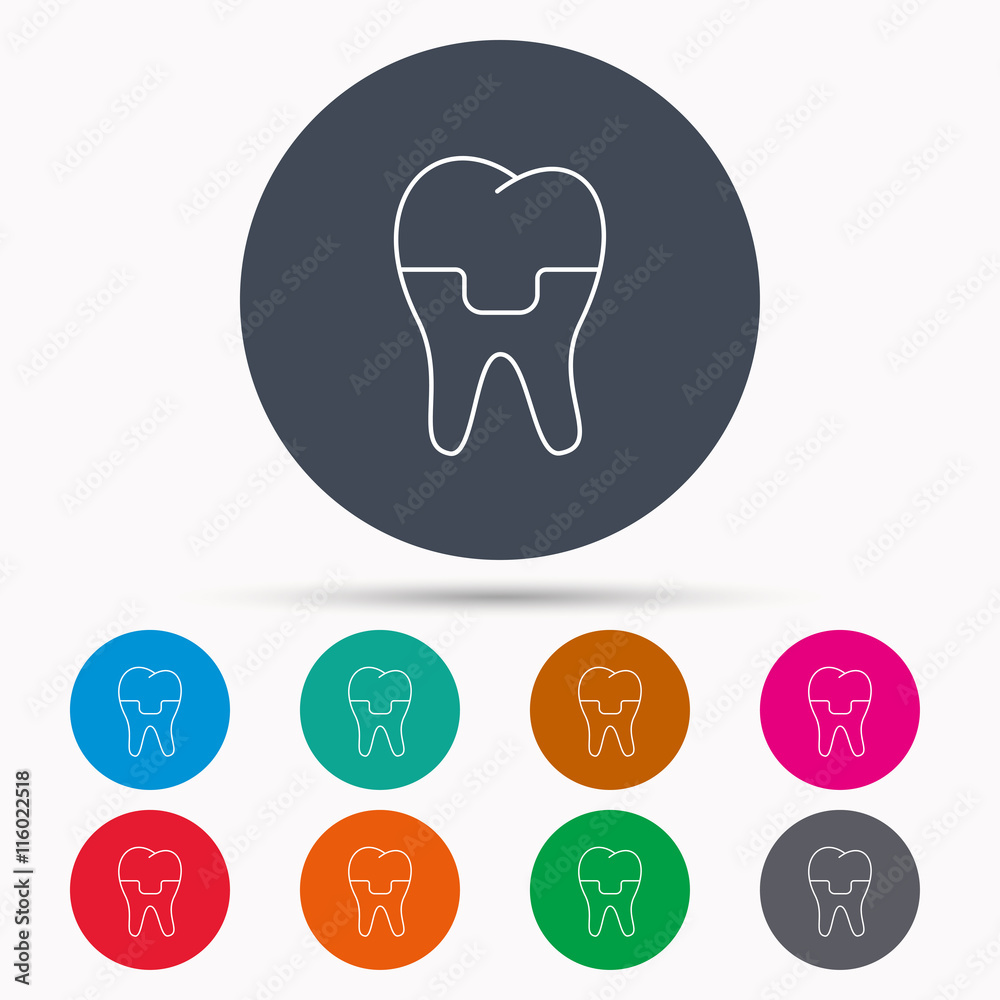 Dental crown icon. Tooth prosthesis sign. Dental crown icon. Tooth prosthesis sign.