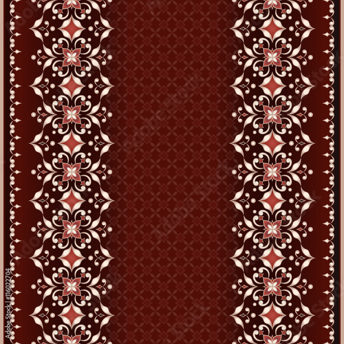 Vintage vector pattern in Eastern style on red  background.