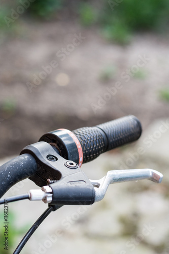 Bike handle with blurred background