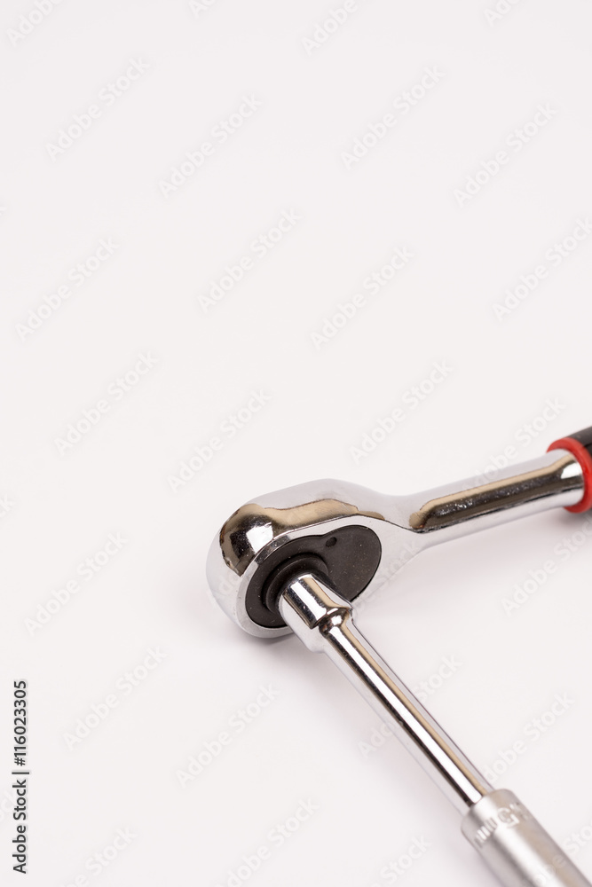 Rachet with socket over white background with copy space Rachet with socket over white background with copy space