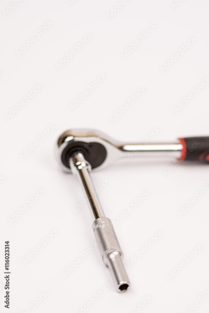 Rachet with socket over white background with copy space Rachet with socket over white background with copy space