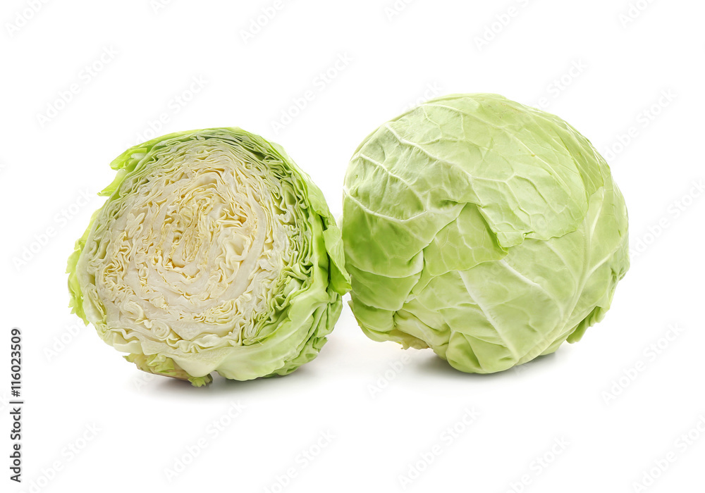 Fototapeta premium Two cabbage, isolated on white
