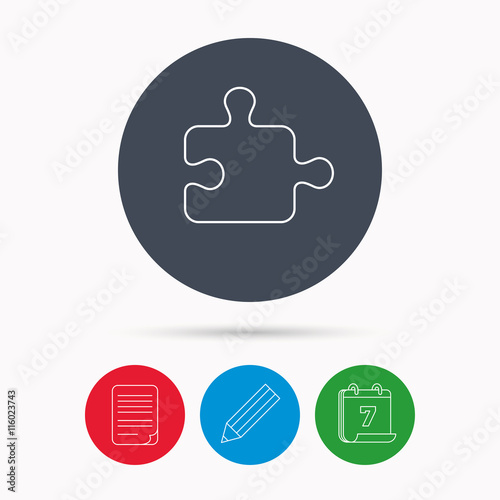 Puzzle icon. Jigsaw logical game sign.