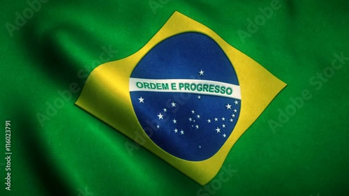 Brazil Flag with realistic fabric texture photo