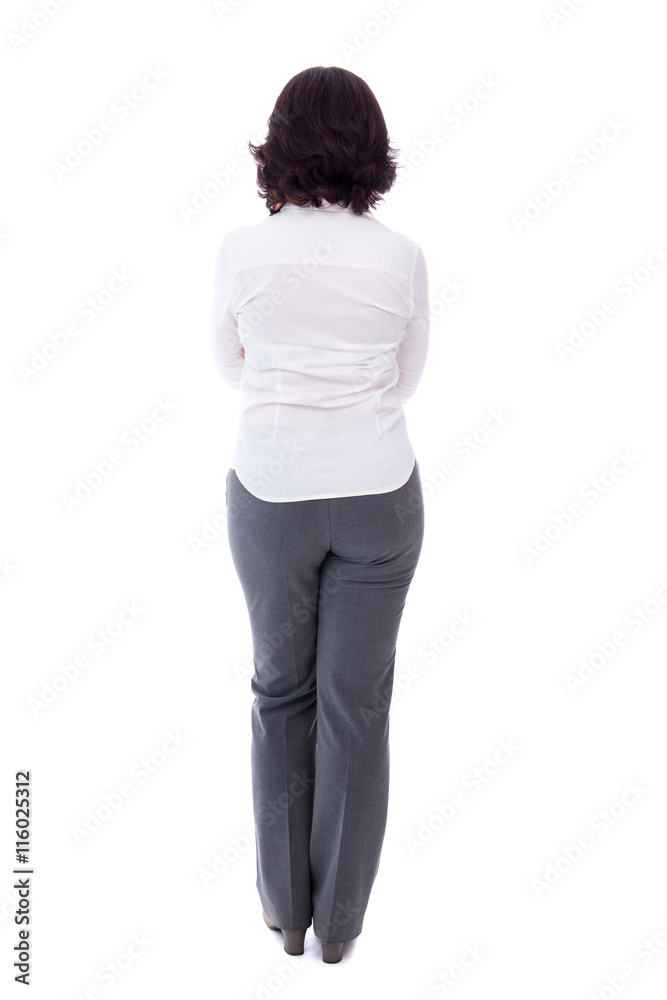 back view of mature business woman isolated on white back view of mature business woman isolated on white