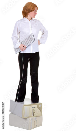 Girl standing on two computers © pzAxe