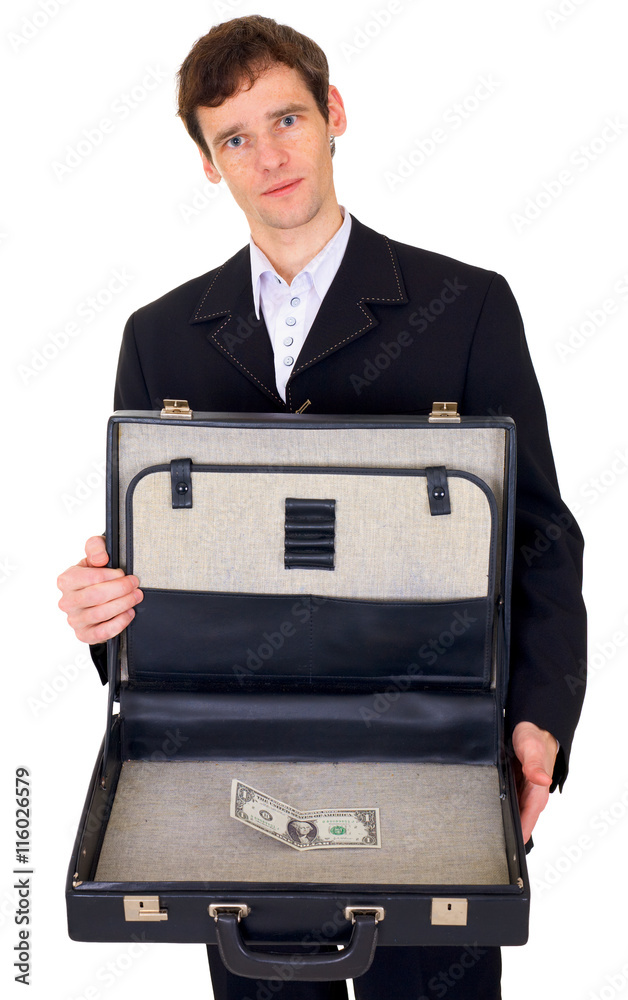 Man with suitcase containing dollar Man with suitcase containing dollar