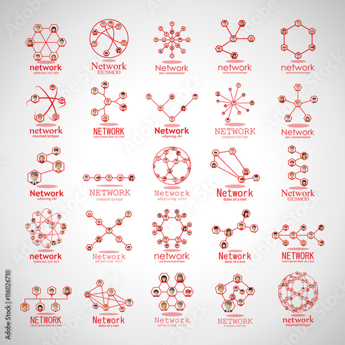 Different People Face, Network Icons Set - Isolated On Gray Background - Vector Illustration, Graphic Design. For Web, Website, Print Materials