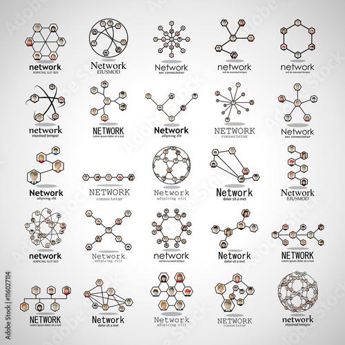 Different People Face, Network Icons Set - Isolated On Gray Background - Vector Illustration, Graphic Design. For Web, Website, Print Materials