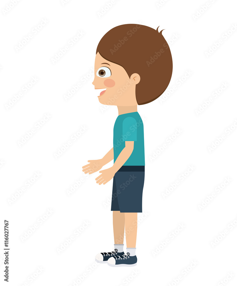 boy standing looking aside isolated icon design, vector illustration  graphic 