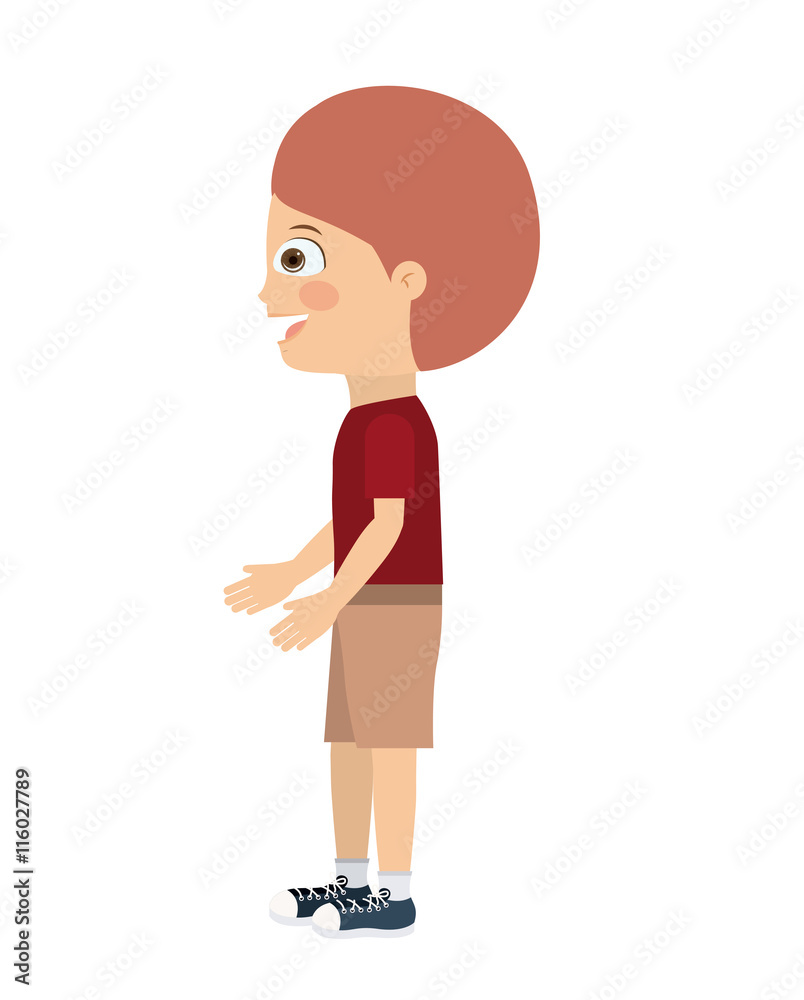 boy standing looking aside isolated icon design, vector illustration  graphic 