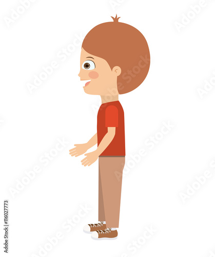 boy standing looking aside isolated icon design, vector illustration  graphic 