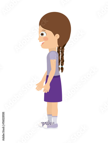 girl standing looking aside isolated icon design, vector illustration  graphic 