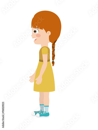 girl standing looking aside isolated icon design, vector illustration  graphic 