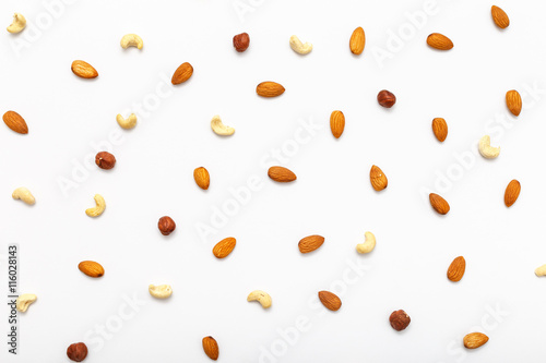 Wallpaper Mural Composition of nuts pattern - mix hazelnuts, cashews, almonds. Torontodigital.ca