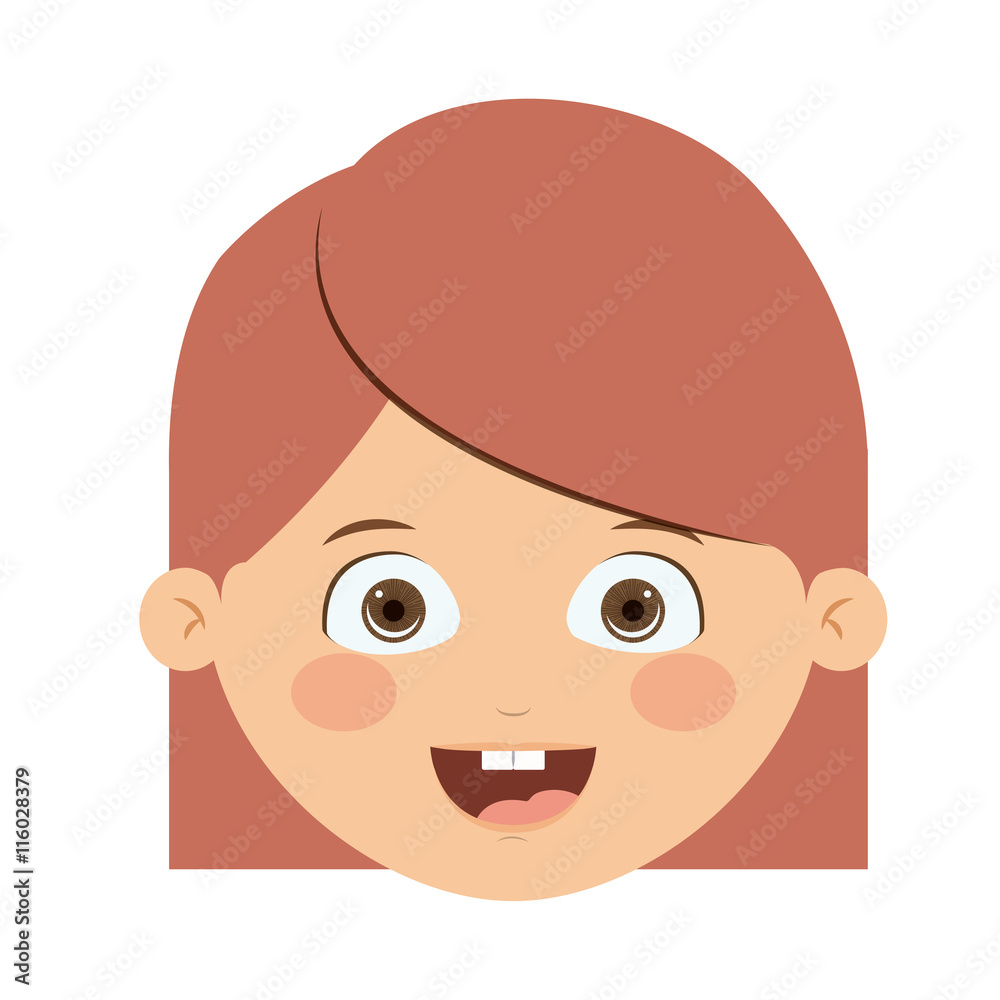 Fototapeta premium Front head girl isolated icon design, vector illustration graphic 