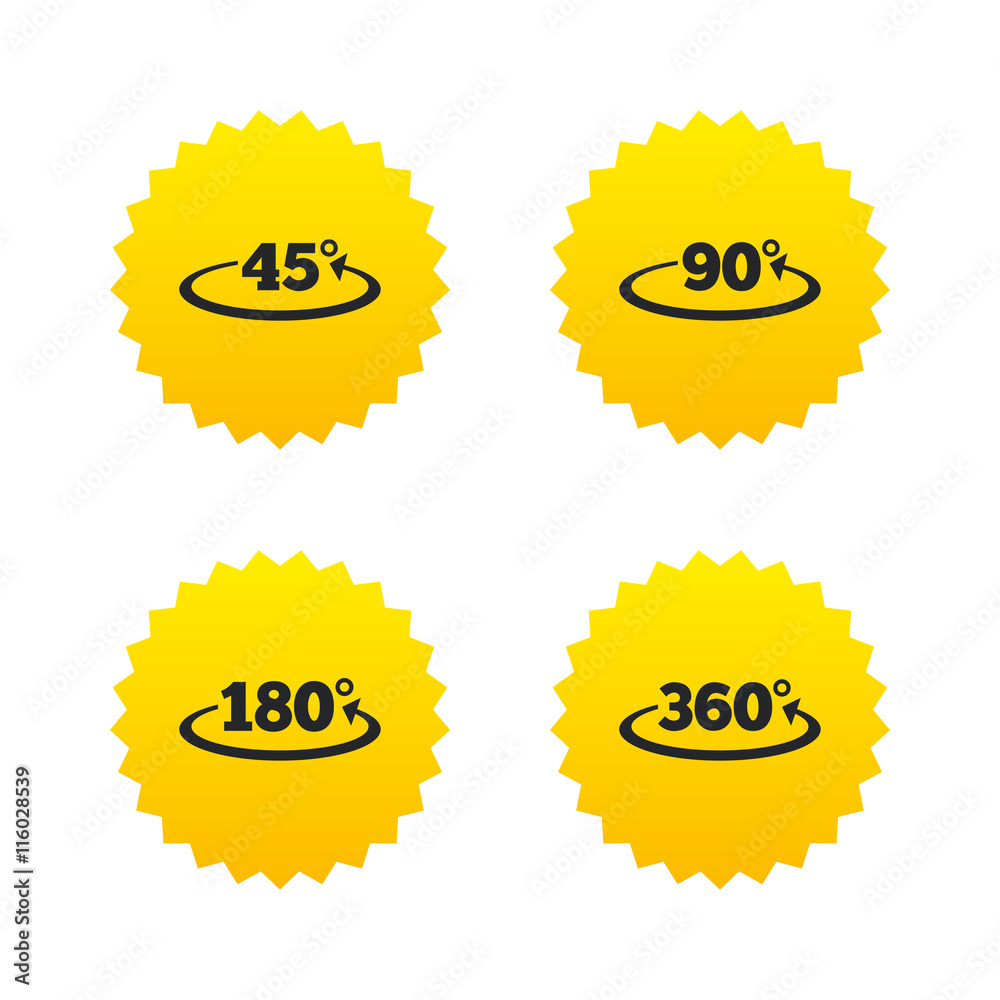 Angle degrees icons. Geometry math signs. Angle degrees icons. Geometry math signs.