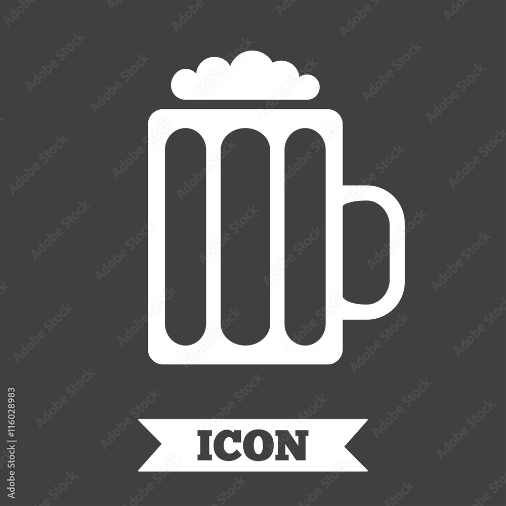 Glass of beer sign icon. Alcohol drink symbol. Glass of beer sign icon. Alcohol drink symbol.