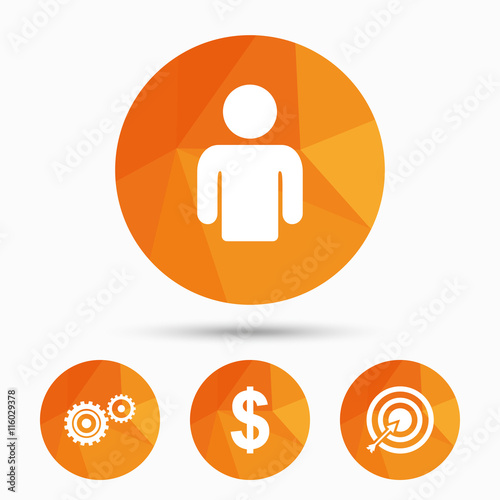 Business signs. Human and aim targer with arrow.