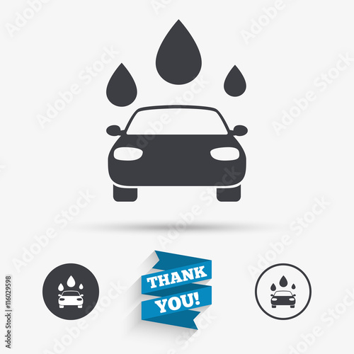 Car wash sign icon. Automated teller. Water drop