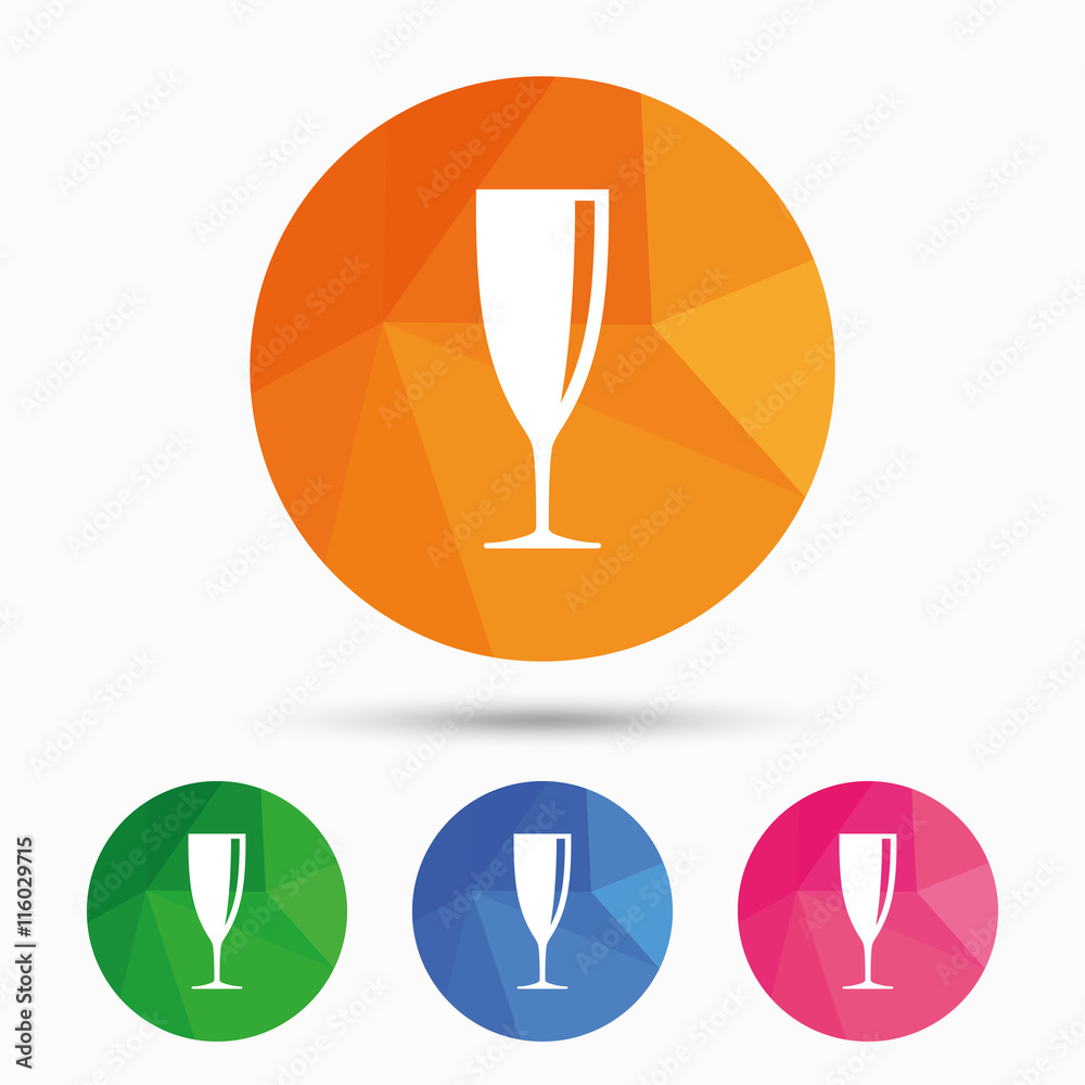 Glass of champagne sign icon. Alcohol drink. Glass of champagne sign icon. Alcohol drink.