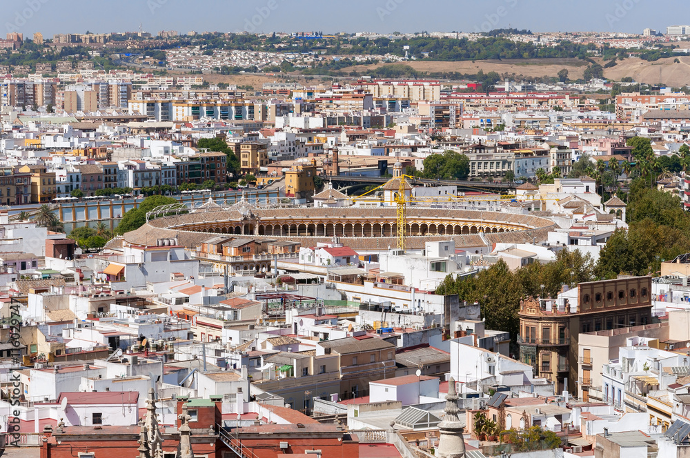 Aerial view of Seville city in Spain