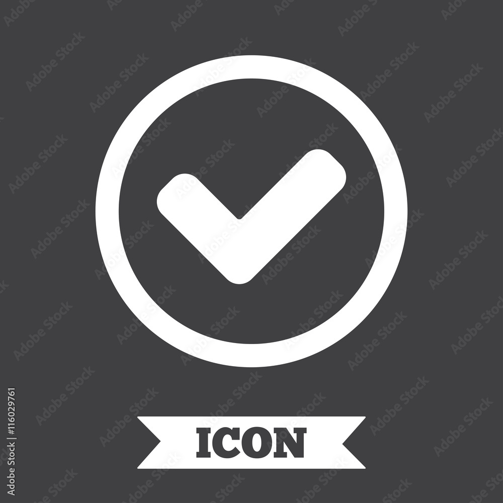 Check mark sign icon. Yes circle symbol. Check mark sign icon. Yes circle symbol.
