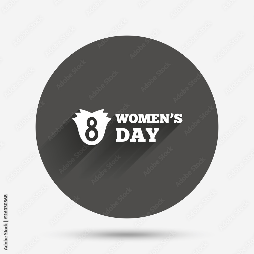 8 March Women's Day sign icon. Flower symbol. 8 March Women's Day sign icon. Flower symbol.