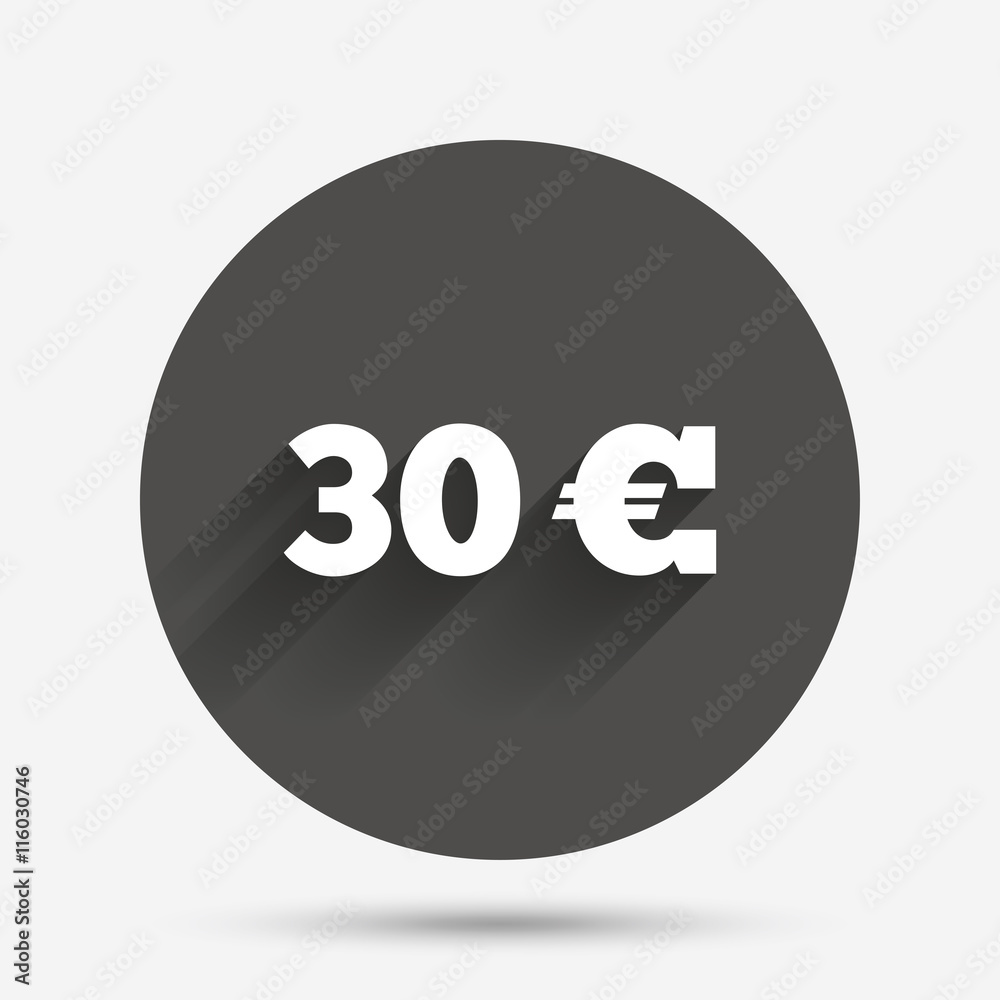 30 Euro sign icon. EUR currency symbol. 30 Euro sign icon. EUR currency symbol.