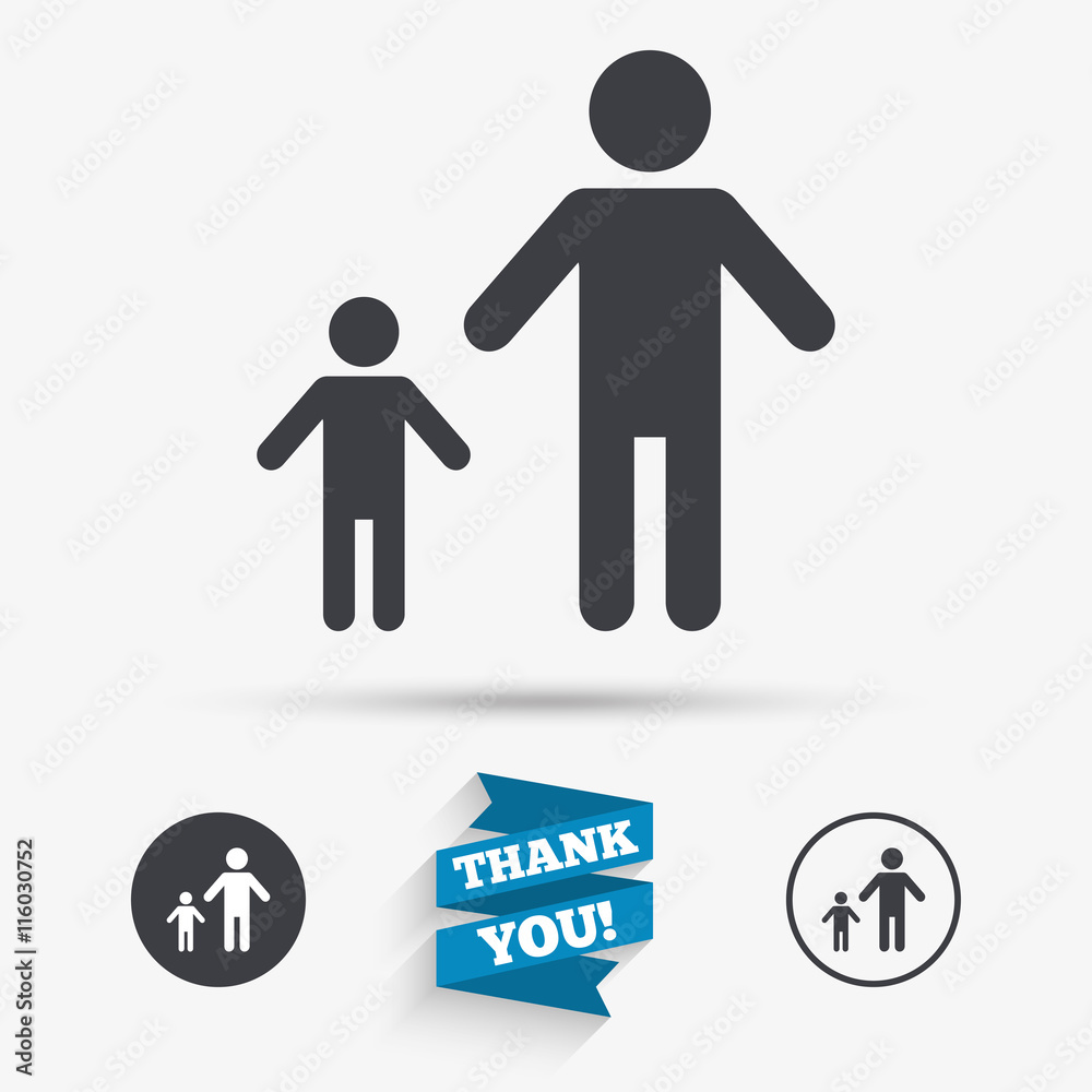 One-parent family with one child sign icon. One-parent family with one child sign icon.