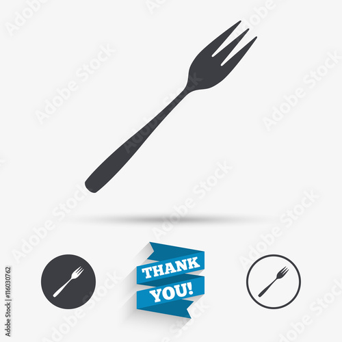 Eat sign icon. Diagonal dessert fork.