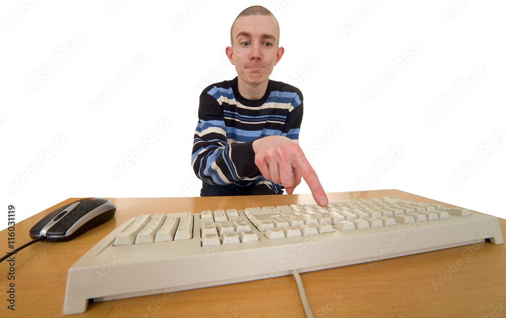 Man working on keyboard and mouse Man working on keyboard and mouse