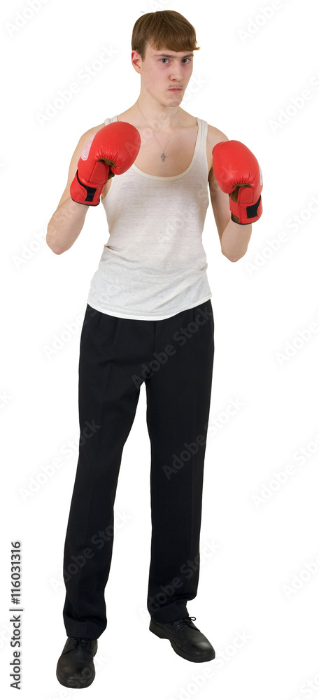 The thin boxer in gloves