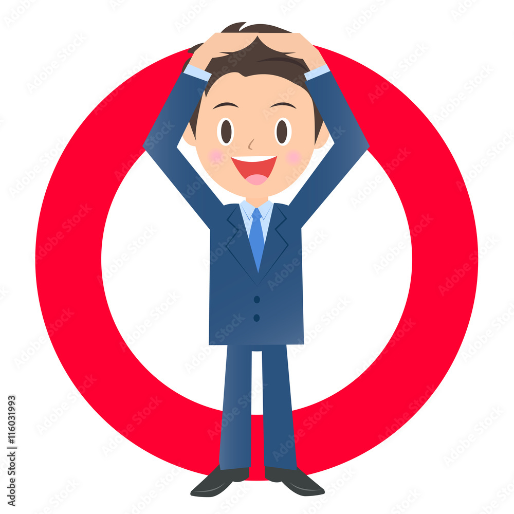 正解マークのビジネスマン 男性会社員のイラスト素材 三頭身 Stock Vector Adobe Stock