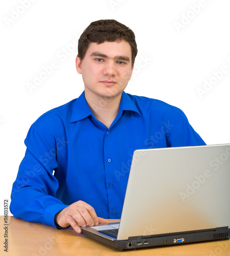 Young man working for laptop