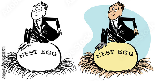 Man sits on an actual nest egg