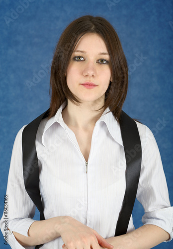 Young woman with a black ribbon