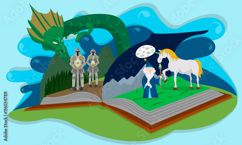 This is an open book with different characters in there.